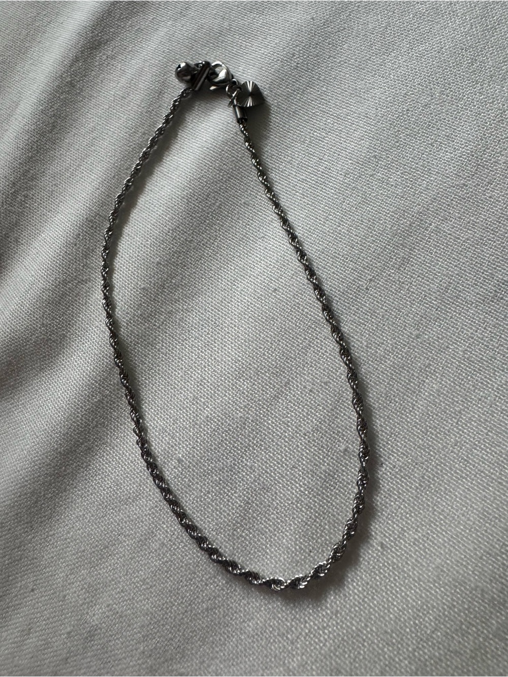 Silver-tone classic twisted rope chain anklet